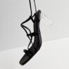 black Strappy Clear Block Heel Sandals