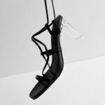 Black Strappy Clear Block Heel Sandals