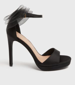 Black Bow Back Platform Stiletto Heel Sandals>new design sandals for woman.